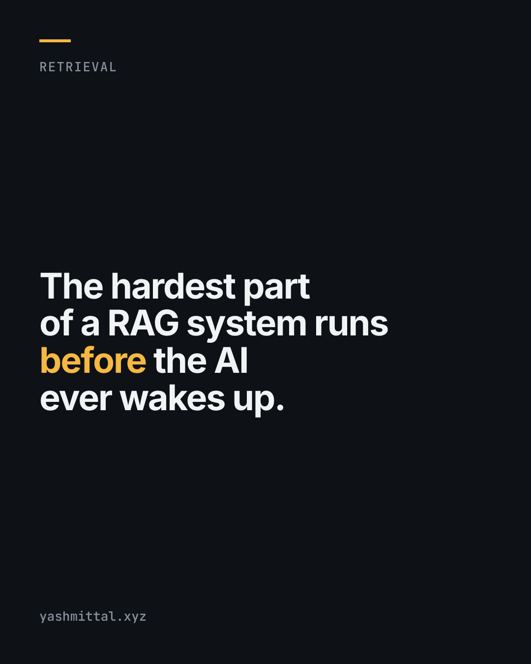 Claim card reading: The hardest part of a RAG system runs before the AI ever wakes up.